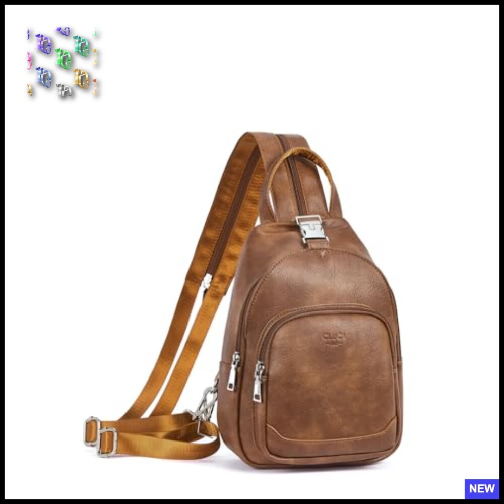 Convertible Leather Sling Backpack Crossbody Purs… - image 3